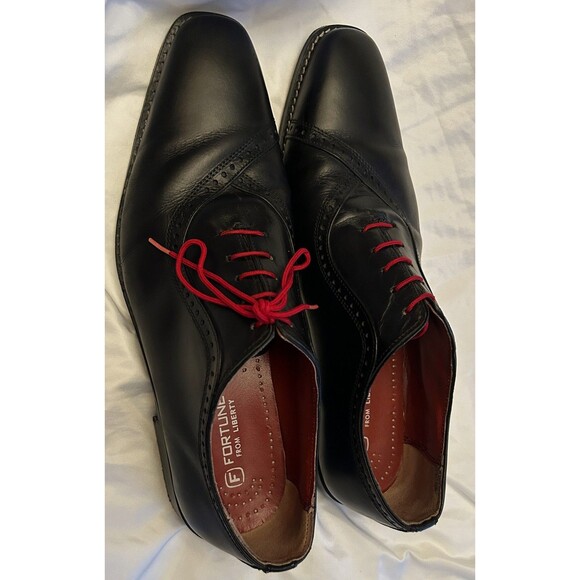 Fortune From Liberty Mens Black Genuine Leather Oxford Shoes Red Laces Sz 11 EC main image 13